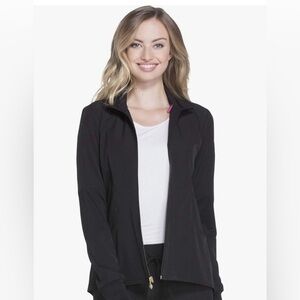 Scrubs Jacket- HeartSoul Break On Through Warmup Black Nursing- Small